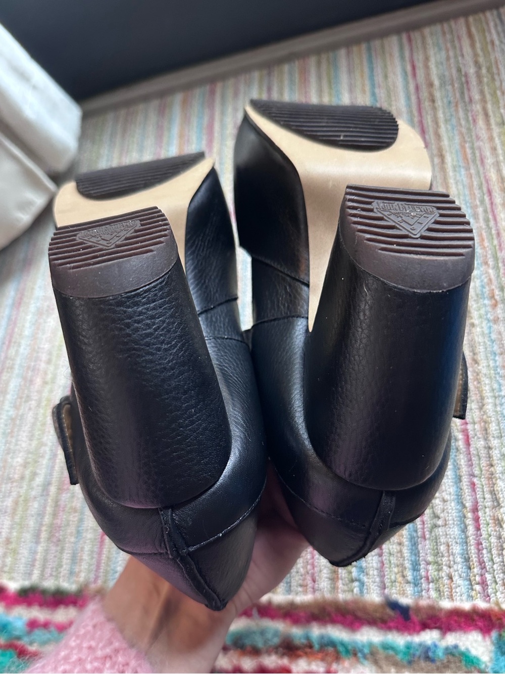 Fluevog NEW IN BOX Prepare Leader black pebbled leather platform MJ heel -10 - Picture 15 of 16